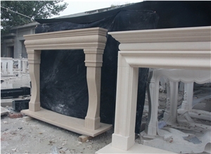 Mocca Cream Limestone Fireplace Mantel Surrounds