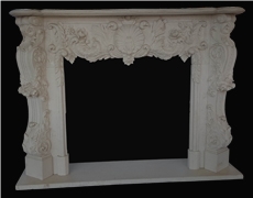 Moonlight Beige Limestone Sculptured Fireplaces Mantel, Western Style