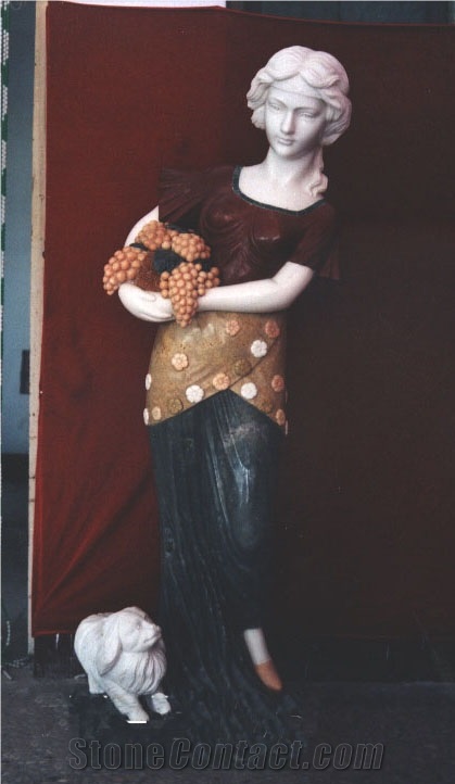 Multicolor Sculptured Human Statue,Handcarved Marble Sculptured Statue