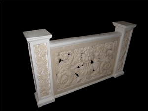 Natural Stone Hand Carved Balustrade, Western Style Sculptured Railing