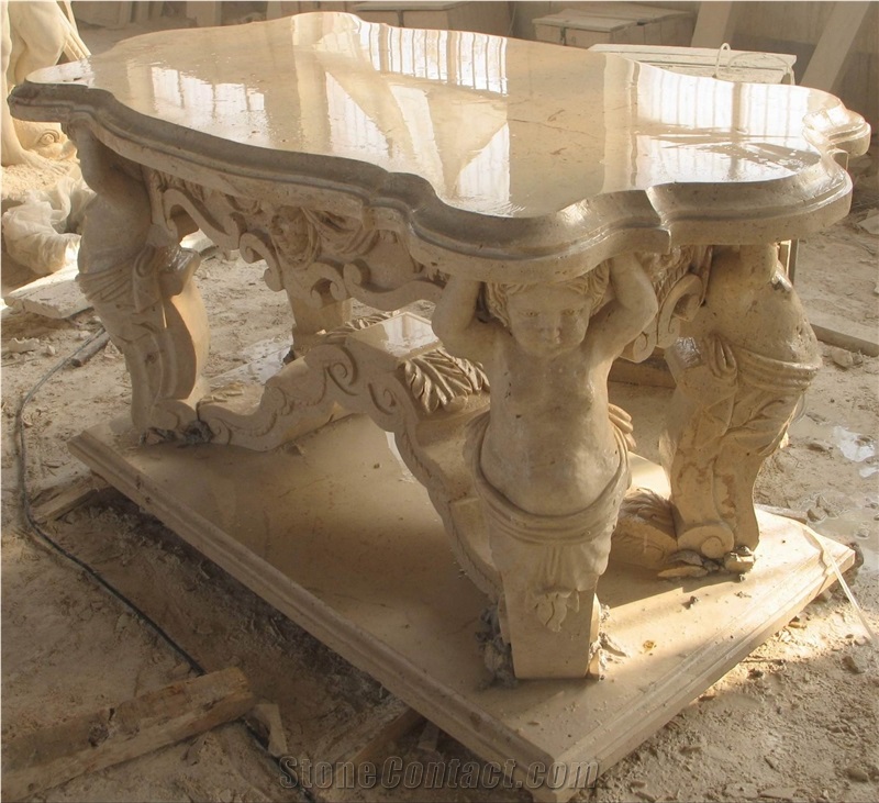 Outdoor Marble Carved Table Chair Stool
