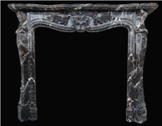 Portoro Marble Handcarved Fireplaces Mantel, Sculptured Fireplaces