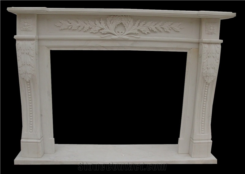 Red Marble Handcarved Fireplaces Mantel, Western Sculptured Fireplaces
