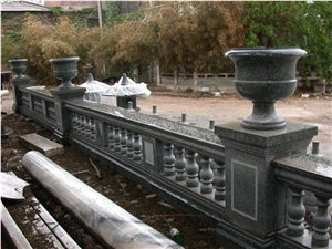 Red Marble Sculptured Balustrade, Western Style Handcarved Rallings