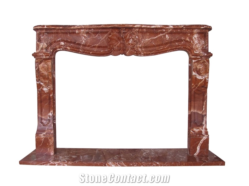 Red Rose Marble Fireplace Mantel