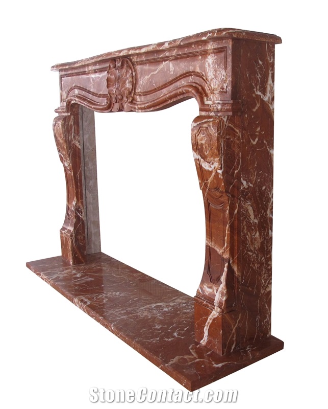 Red Rose Marble Fireplace Mantel