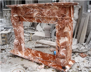 Red Rose Marble Fireplace Mantel Stone Fireplace