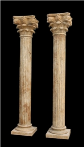 Roman Column Hand Carved Sculpture Marble