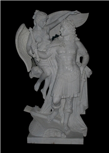 Sculptured Human Statues, White Marble Handcarved Western Sculptures