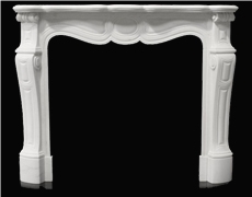 Sichuan White Marble Handcarved Fireplaces Mantel, Western Style
