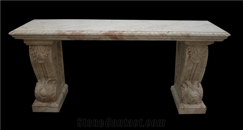 Stone Furniture/Bench and Table/White Marble Handcarved /Western Style
