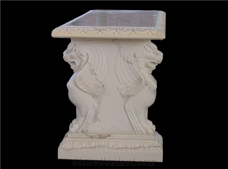 Stone Furniture/Bench and Table/White Marble Handcarved /Western Style