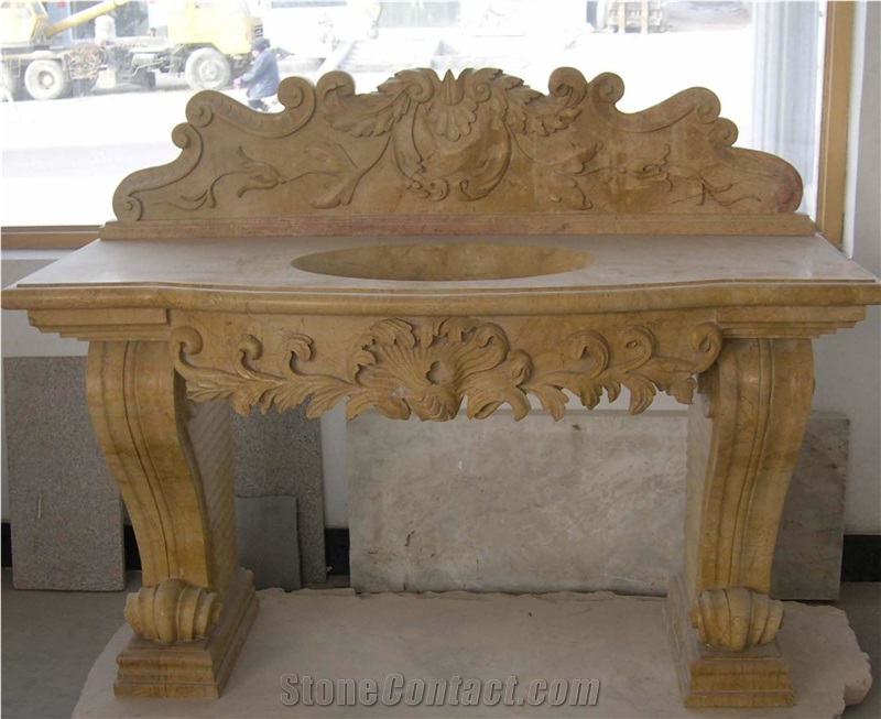 Table Bench Vase Marble Stone Fireplace Sculpture Handcarved Mantel