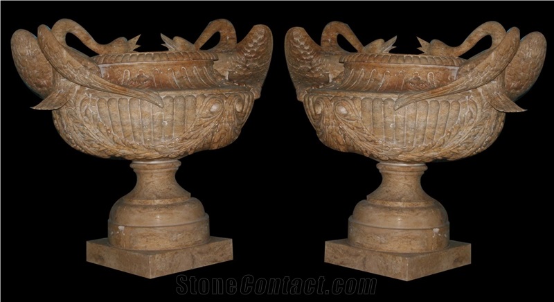 Vase Marble Stone Sculpture Handcarved Pot Mantel Surround