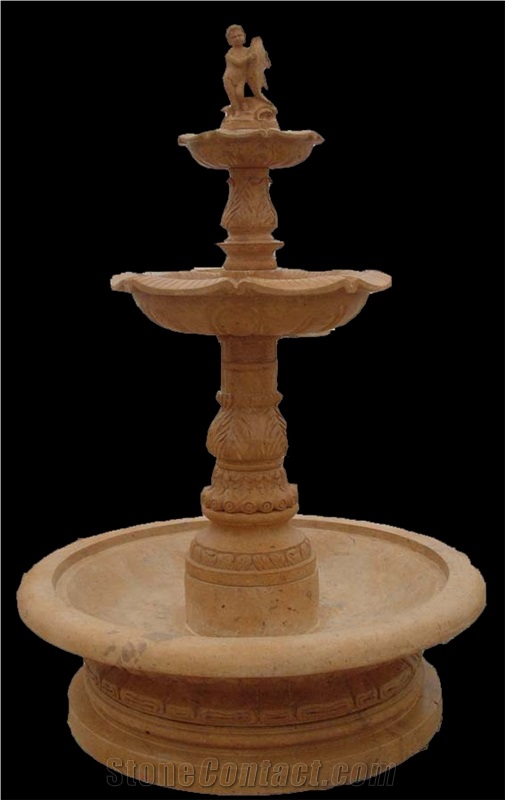 Western Style Sculptured Garden Fountain, Marble Handcarved Fountains