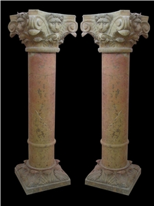 White and Pink Marble Handcarved Building Columns,Western Style Pillar