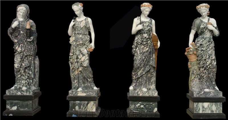 White and Red Marble Sculptured Human Statues, Handcarved Women Statue