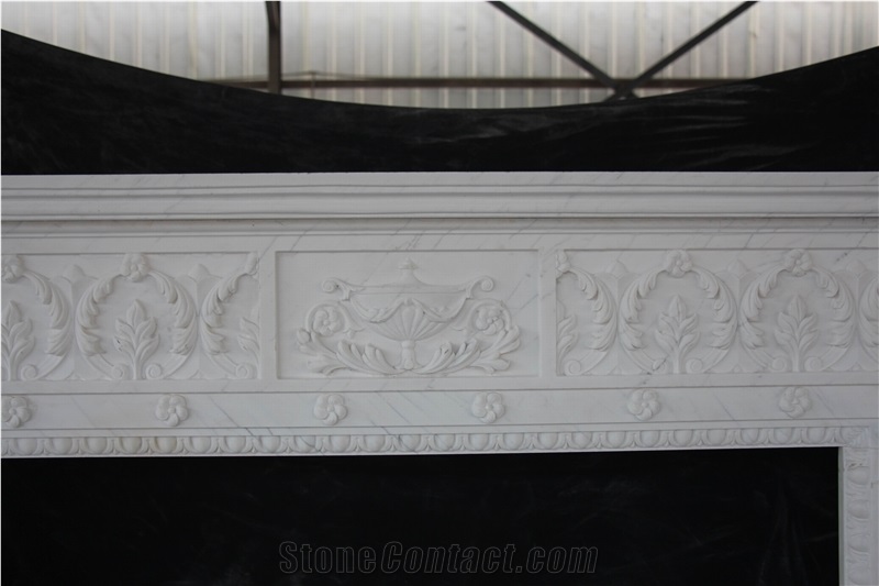 White Hand Sculpture Marble Stone Fireplace