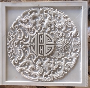 White Handcarved Marble Western Style Sculpture Relief