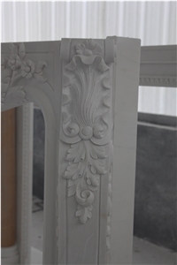 White Marble Carved Sculpture Fireplace