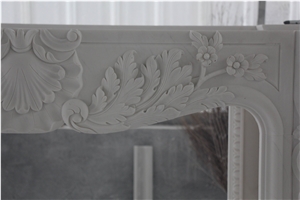 White Marble Carved Sculpture Fireplace