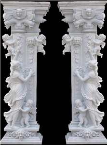 White Marble Column/ Statutes/ Handcraved/ Sculptured/ Pillars