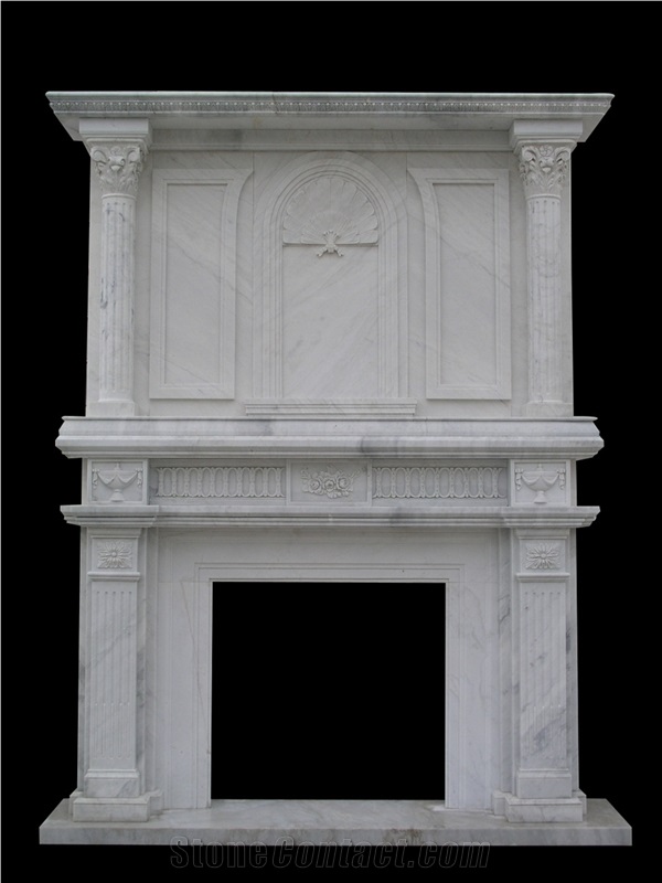 White Marble Fireplace Overmantel