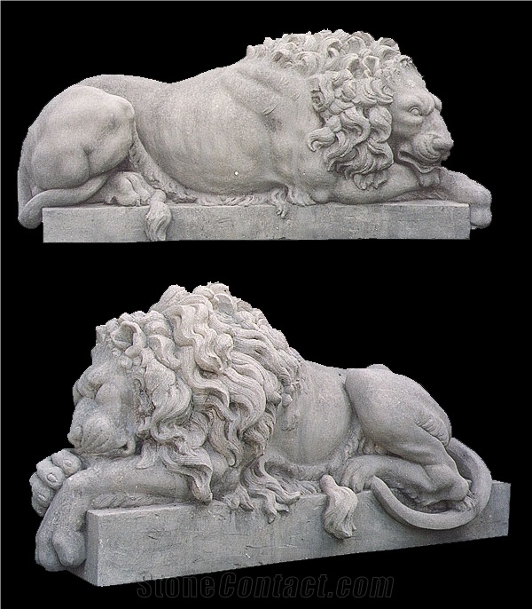 White Marble Handcarved Animal Sculptures, Sculptured Lion Statues