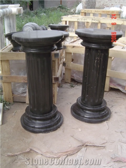 White Marble Handcarved Building Column Capitals, Sculptured Pilasters