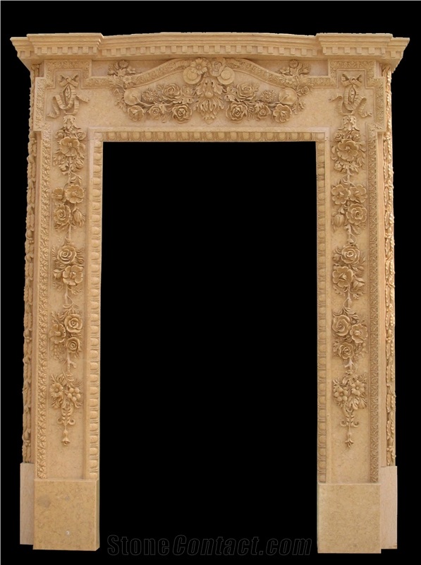 White Marble Handcarved Door Surrounds, Western Style Sculptured Door