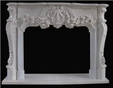 White Marble Handcarved Fireplace Mantel