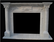 White Marble Handcarved Fireplace Mantel