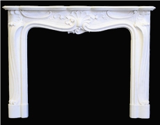 White Marble Handcarved Fireplace Mantel, Western Style Fireplaces