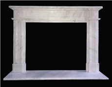 White Marble Handcarved Fireplaces Mantel, Western Sculpture Fireplace