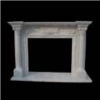 White Marble Handcarved Fireplaces Mantel, Western Sculpture Fireplace