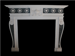 White Marble Handcarved Fireplaces Mantel,Western Sculptured Fireplace
