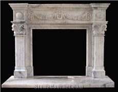 White Marble Handcarved Fireplaces Mantel ,Western Style Fireplace