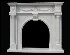 White Marble Handcarved Fireplaces Mantel ,Western Style Fireplace