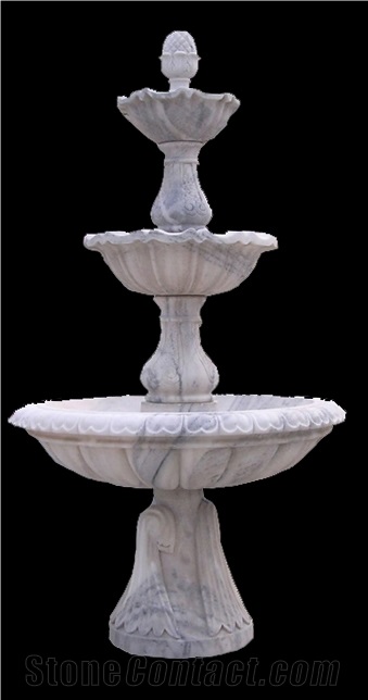 White Marble Handcarved Garden Fountain, Western Sculptured Fountain