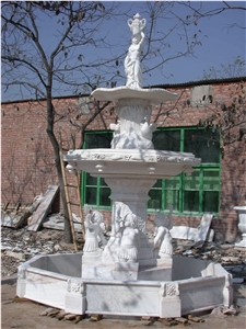 White Marble Handcarved Garden Fountain,Western Sculptured Fountain