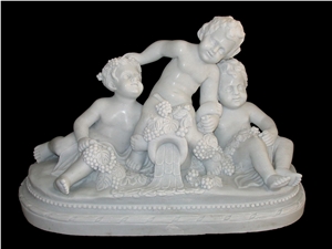 White Marble Handcarved Human Sculptures, Western Children Statues