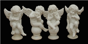 White Marble Handcarved Human Sculptures, Western Children Statues