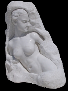 White Marble Handcarved Human Sculptures , Western Women Statues