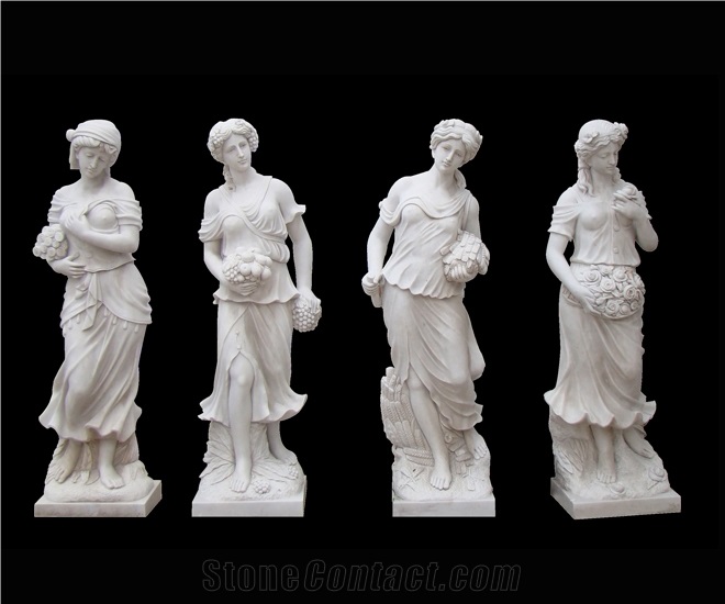 White Marble Handcarved Human Sculptures, Western Women Statues