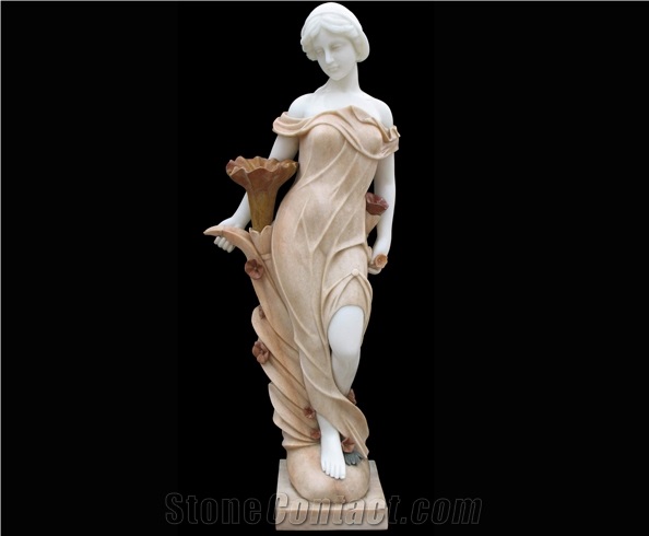 White Marble Handcarved Human Statues, Women Statues, Western Style