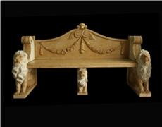 White Marble Handcarved Outdoor Bench, Western Style Bench