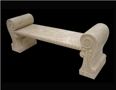 White Marble Handcarved Outdoor Bench, Western Style Garden Benchs