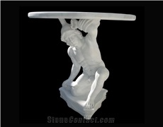 White Marble Handcarved Outdoor Table Sets
