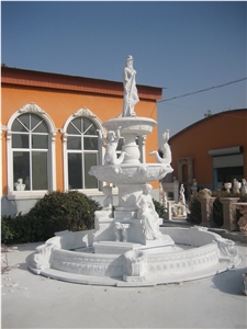 White Marble Handcarved Scuptured Garden Fountain