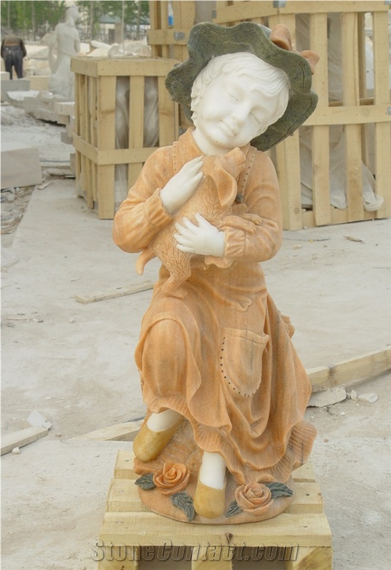 White Marble Handcarved Western Angel Baby Statue